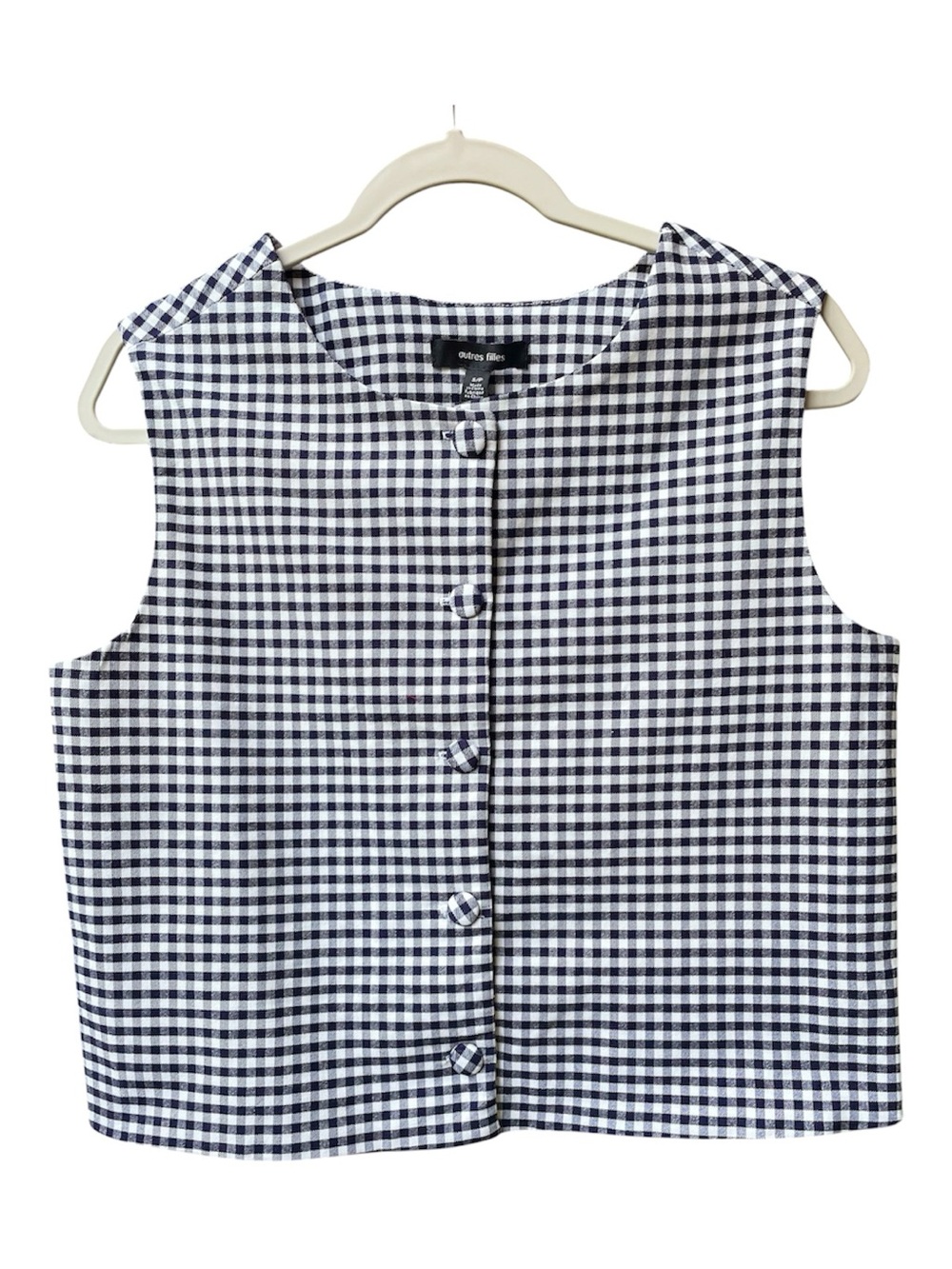 Autres Filles Gingham Button-Front Crop Top SP
